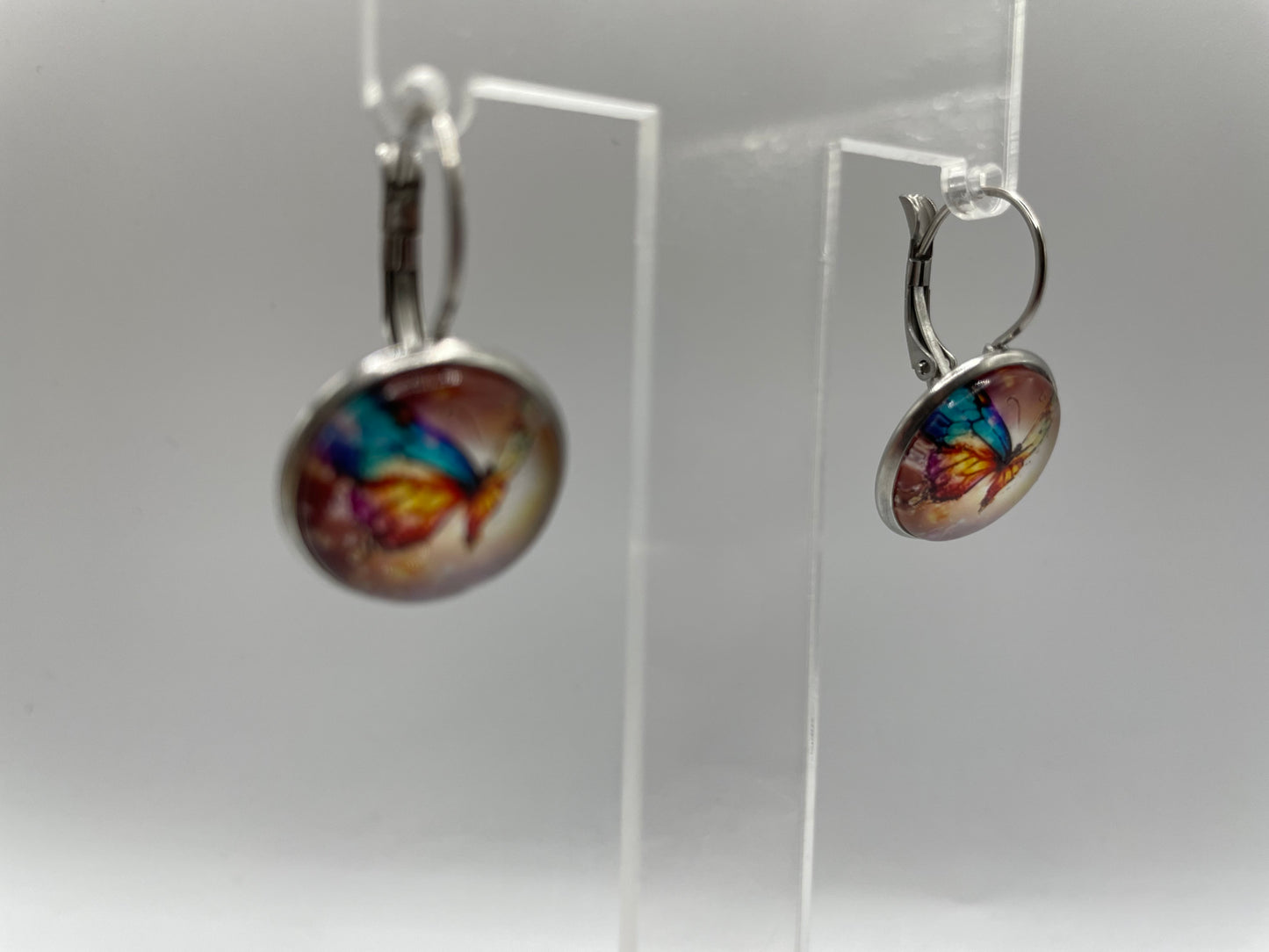 Colourful Butterfly Leverback Earrings – Stainless Steel +Nickel Free