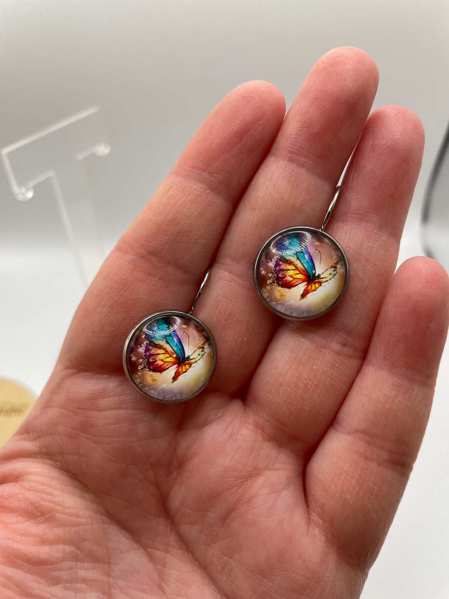 Colourful Butterfly Leverback Earrings – Stainless Steel +Nickel Free