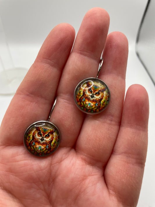 Colourful Owl Leverback Earrings – Stainless Steel+Nickel Free