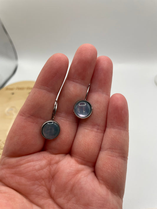 Shell Cabochon Leverback Earrings – Stainless Steel