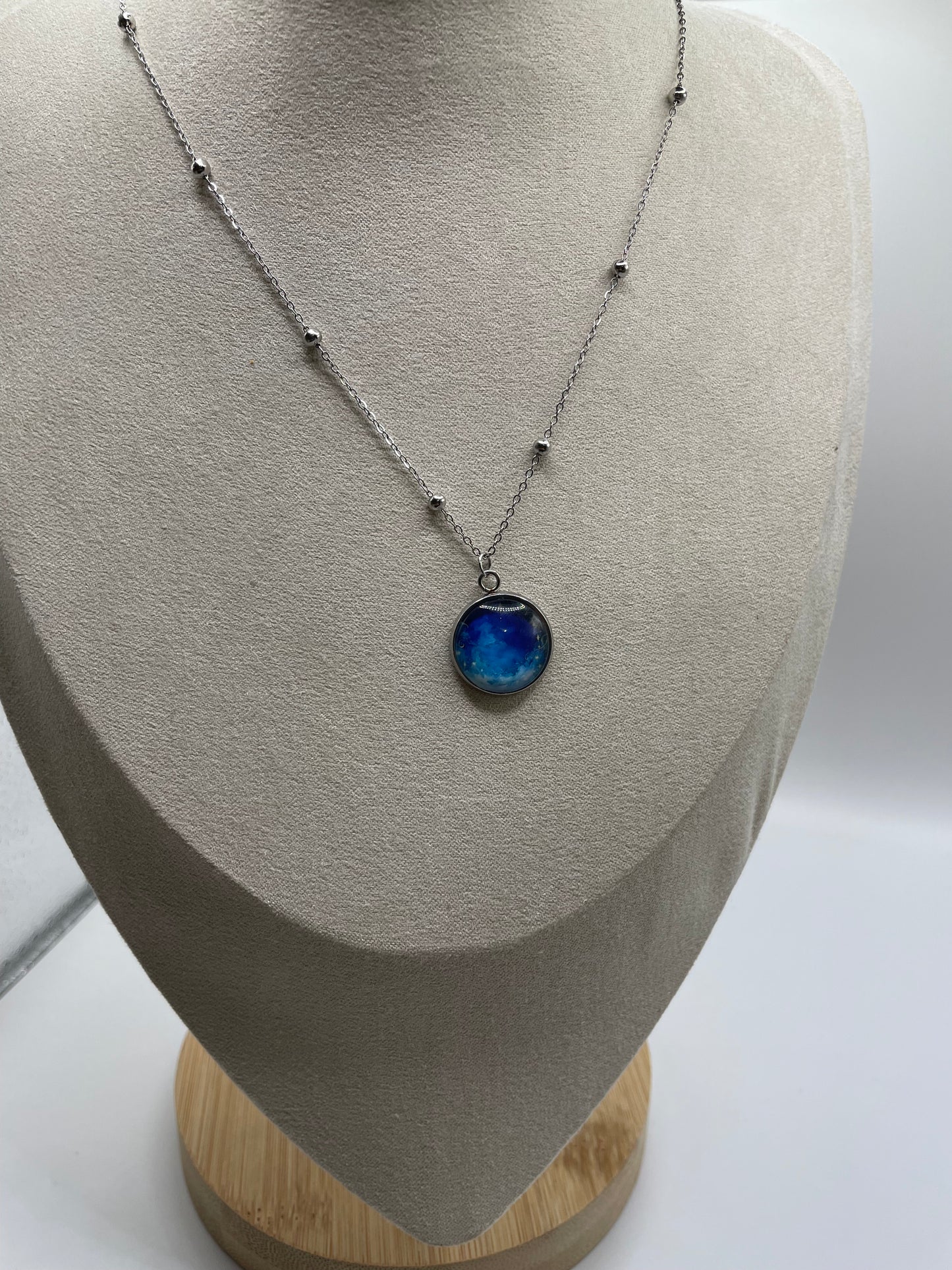 Blue Galaxy Pendant Necklace – Stainless Steel