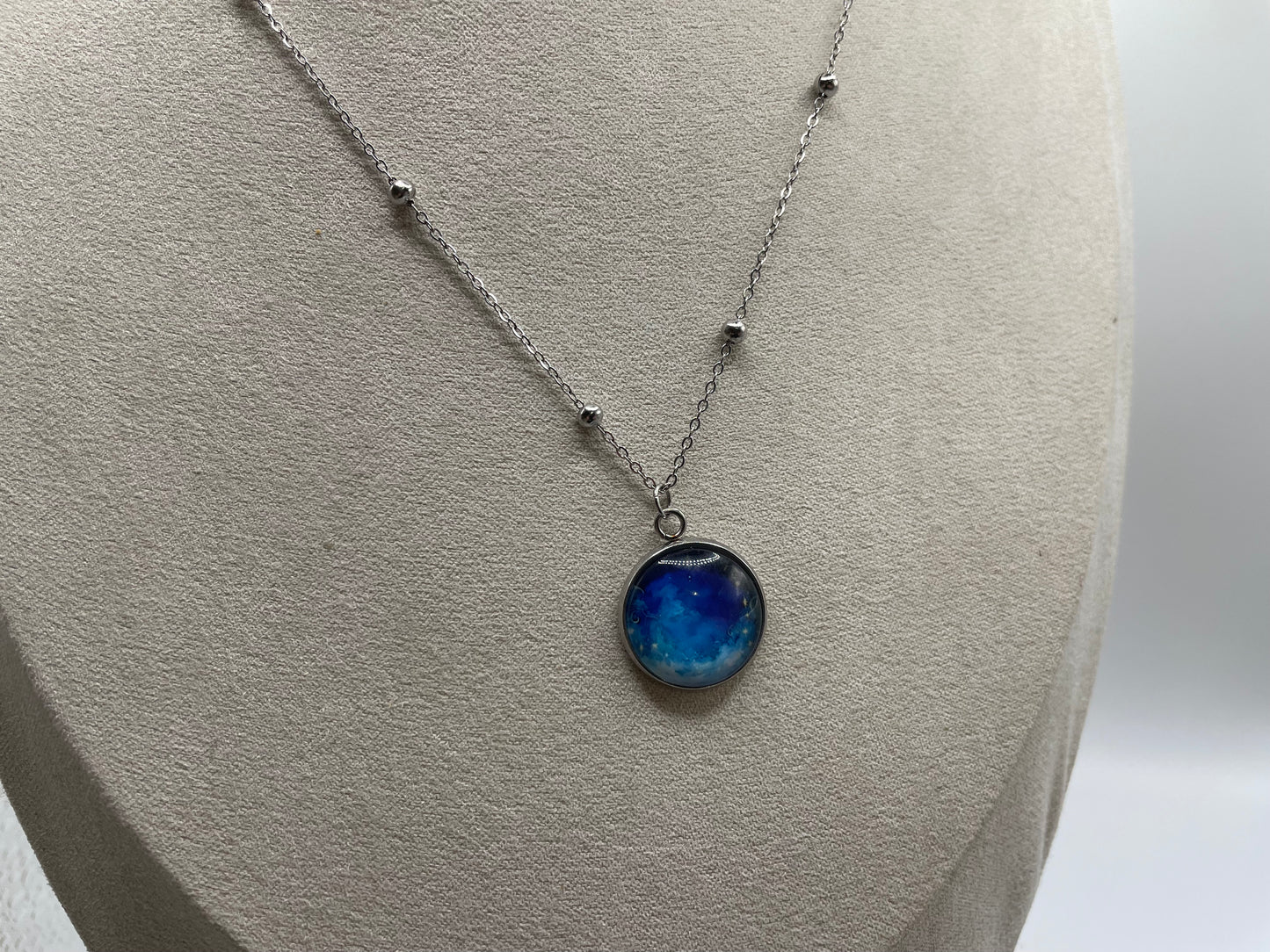 Blue Galaxy Pendant Necklace – Stainless Steel