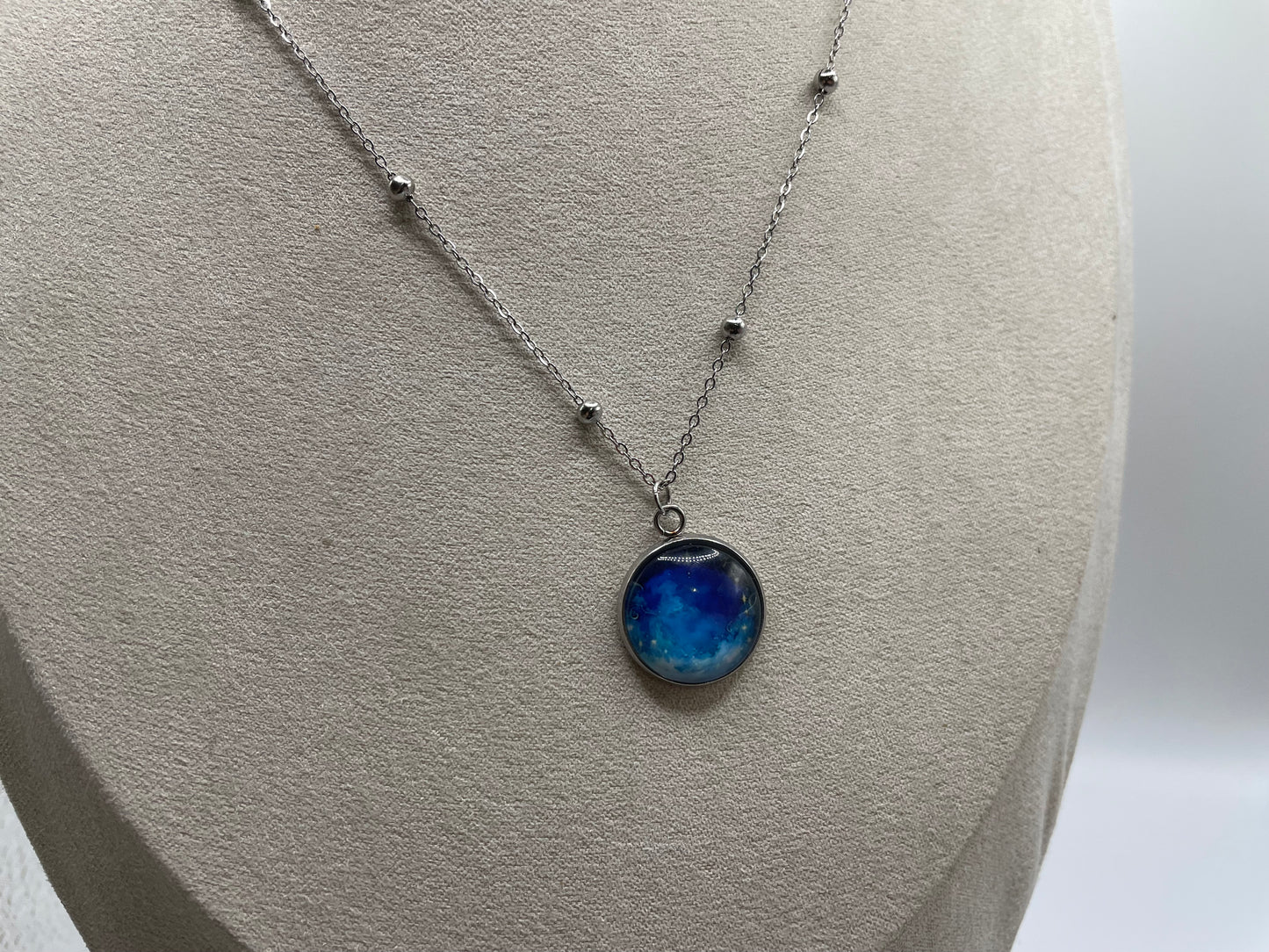 Blue Galaxy Pendant Necklace – Stainless Steel