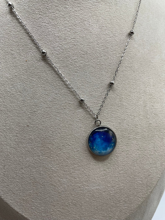 Blue Galaxy Pendant Necklace – Stainless Steel