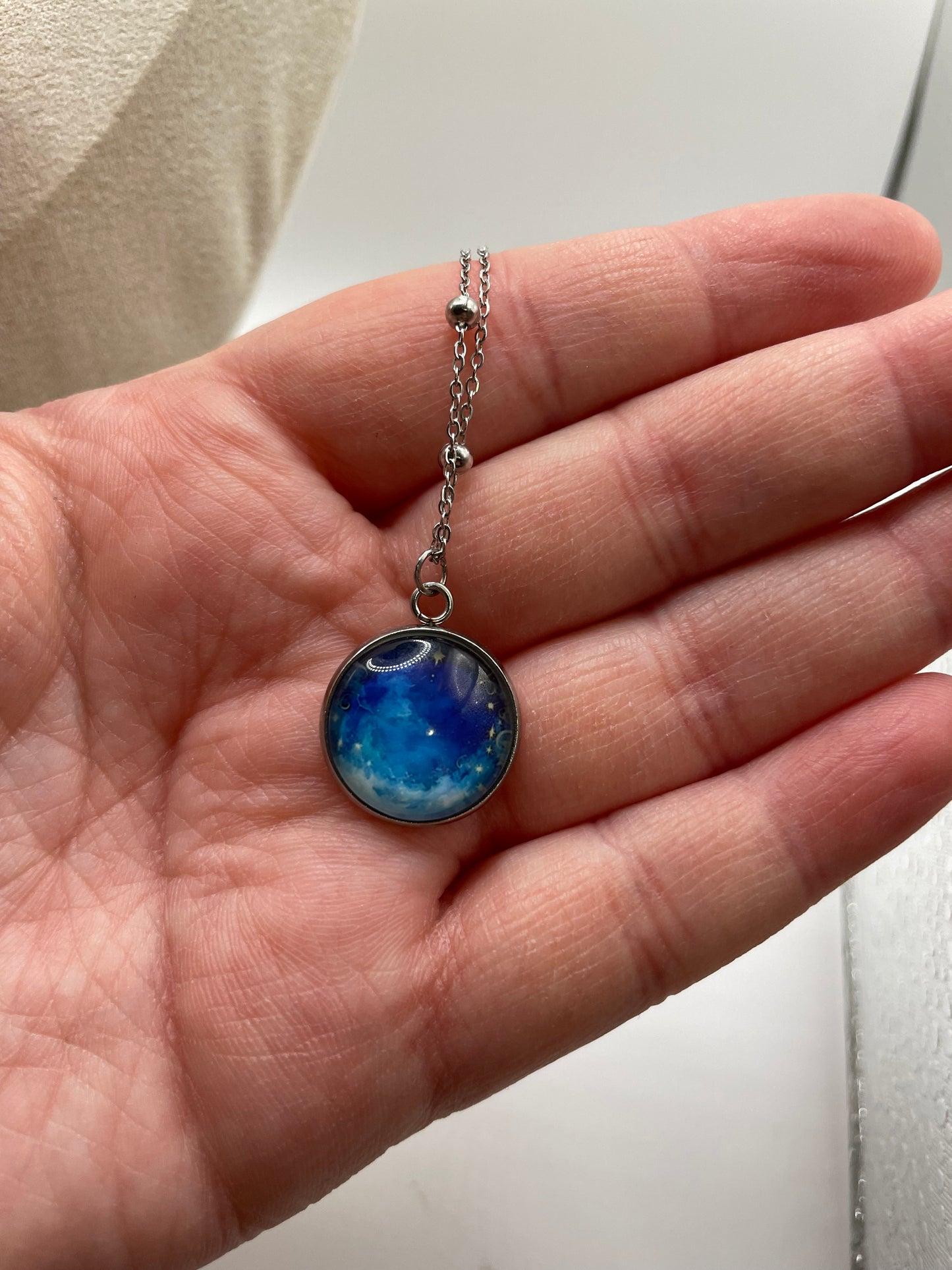 Blue Galaxy Pendant Necklace – Stainless Steel