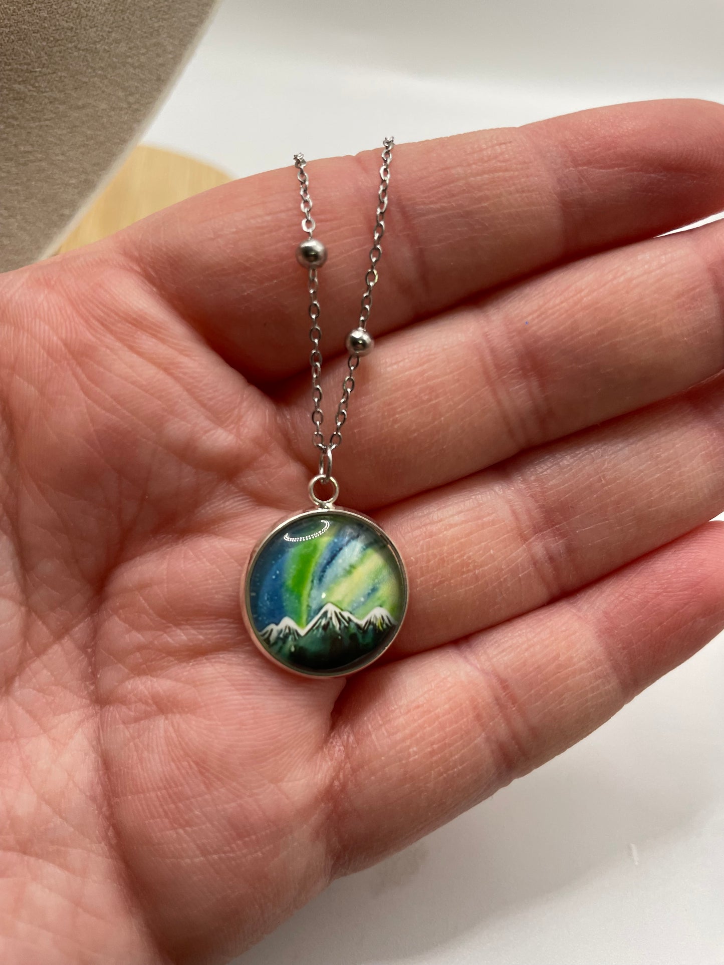 Northern Lights Pendant Necklace – Stainless Steel