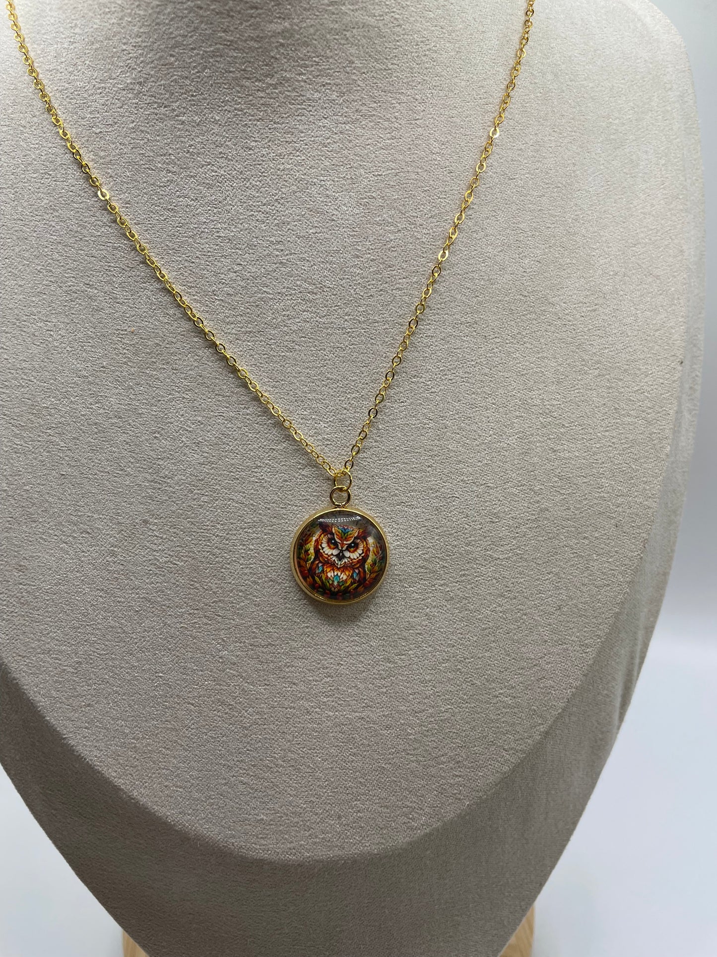 Colorful Owl Pendant Necklace – Nickel-Free