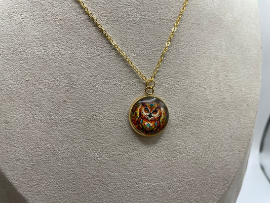 Colorful Owl Pendant Necklace – Nickel-Free