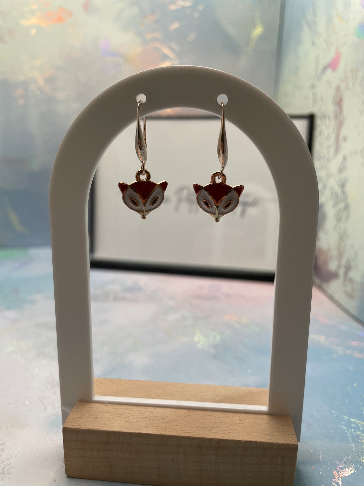 Boucles d'oreilles adorables face de renard