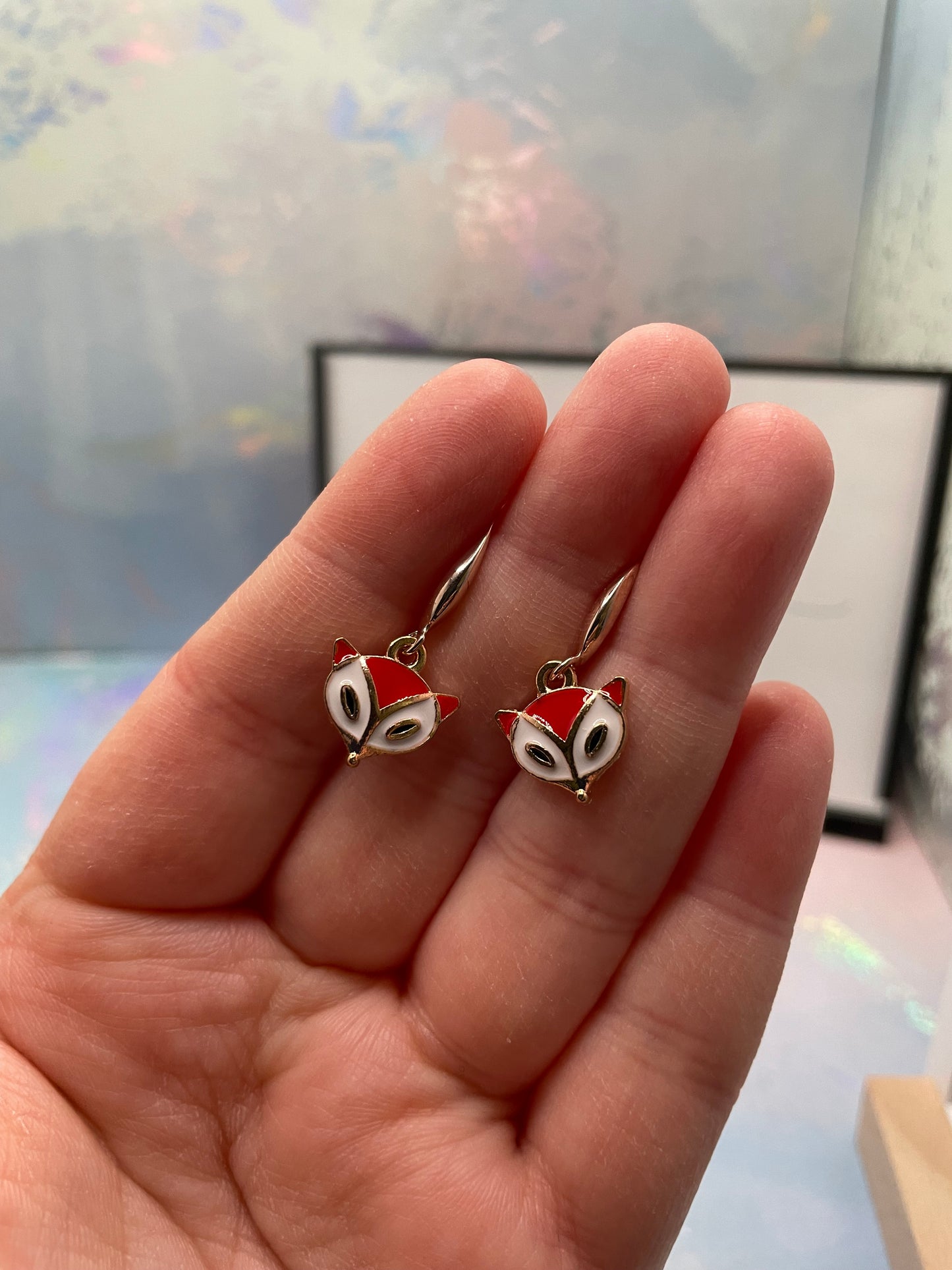 Boucles d'oreilles adorables face de renard