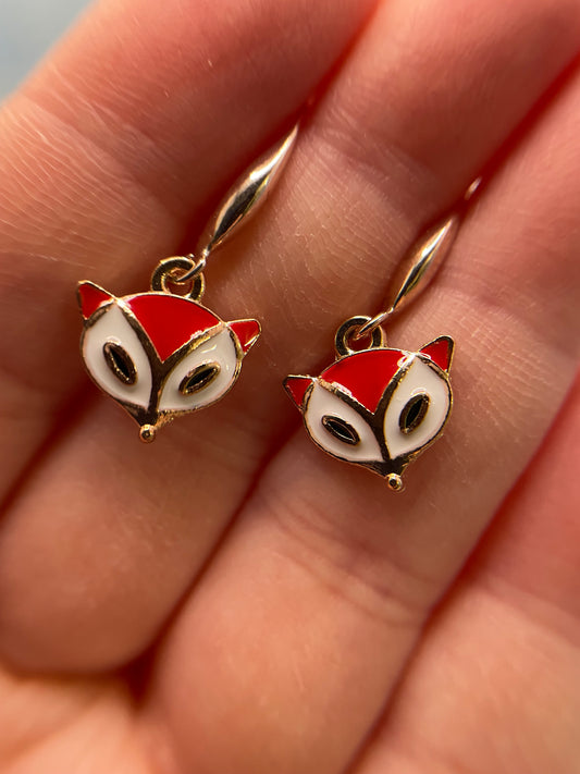 Boucles d'oreilles adorables face de renard