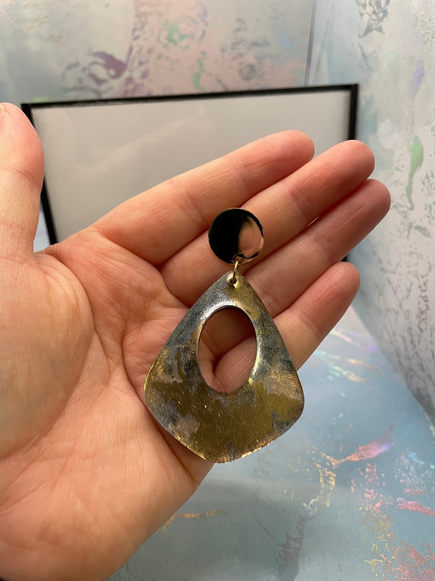 Boucles d'oreilles en forme de larme surdimensionnées en or/argent – ​​SANS NICKEL
