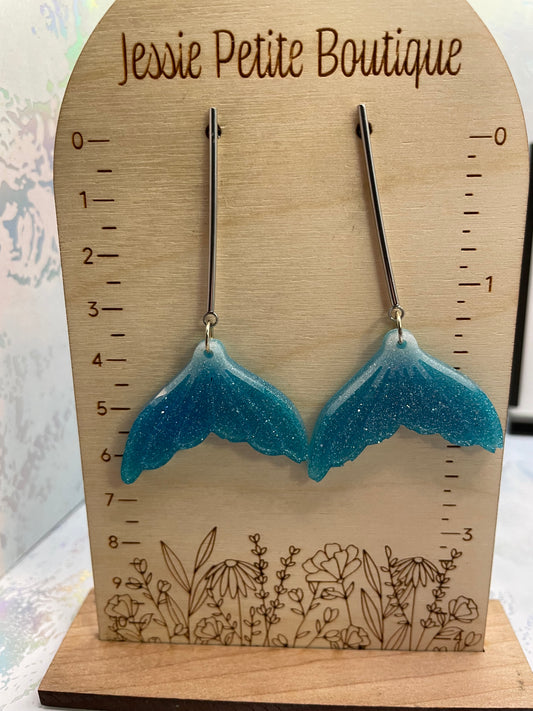 Sparkly Blue Mermaid Tail Dangle Earrings – NICKEL FREE