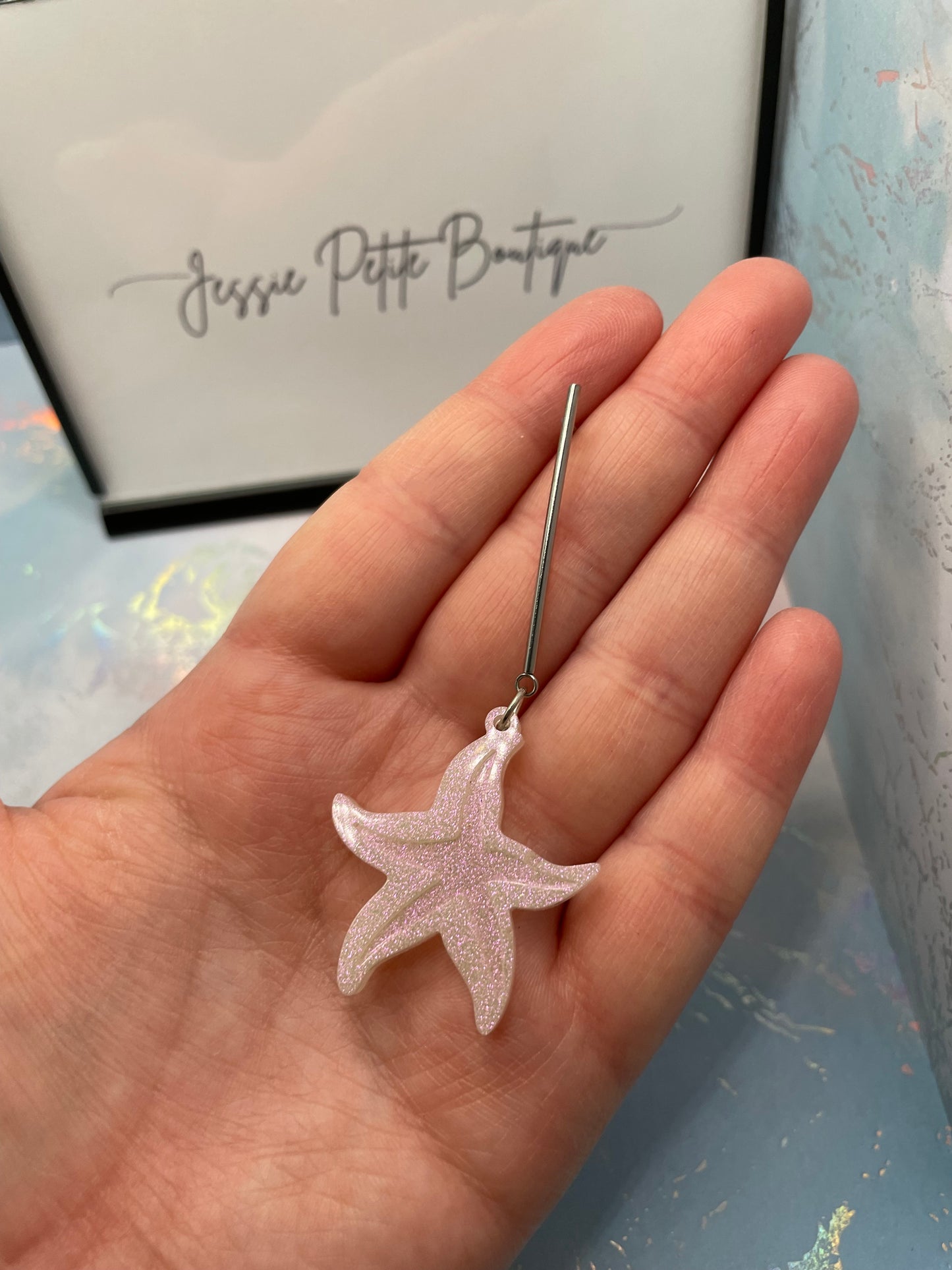 Sparkly White Starfish Earrings – NICKEL FREE