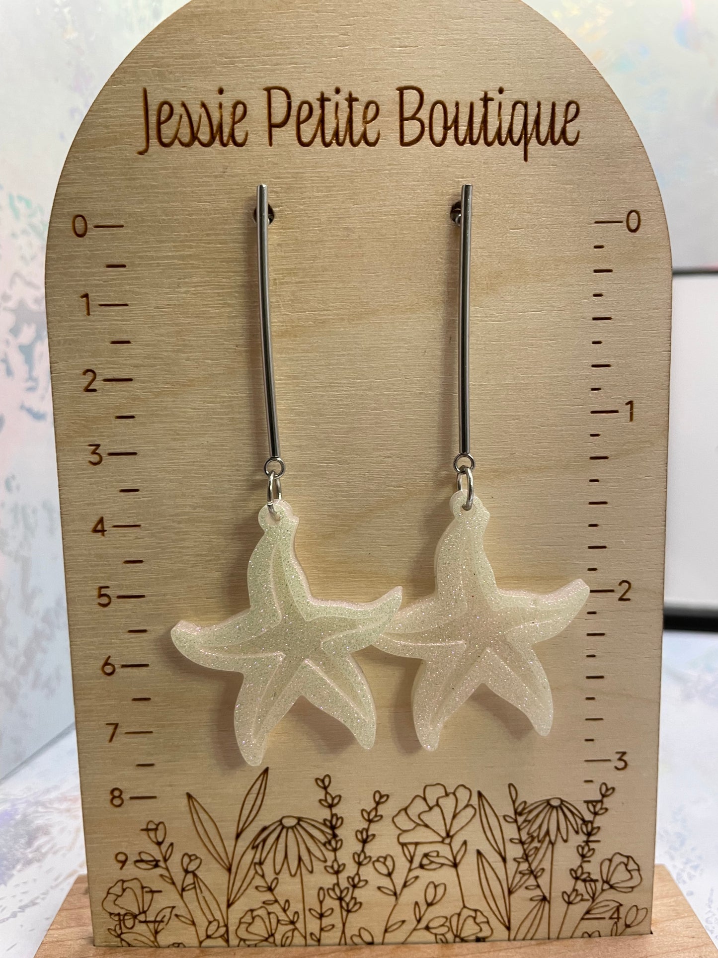 Sparkly White Starfish Earrings – NICKEL FREE