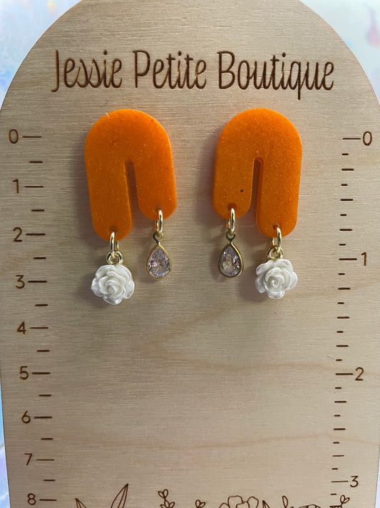 Audrey: Zircon+Rose Earrings