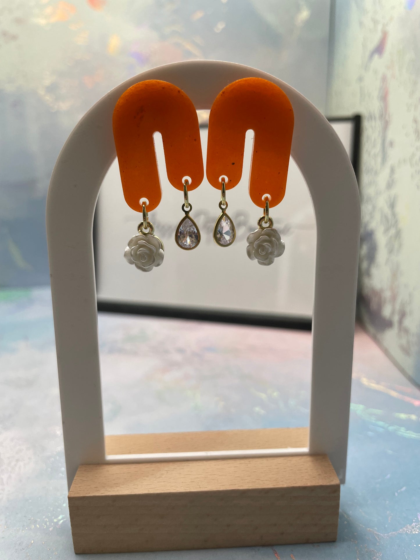 Audrey: Zircon+Rose Earrings