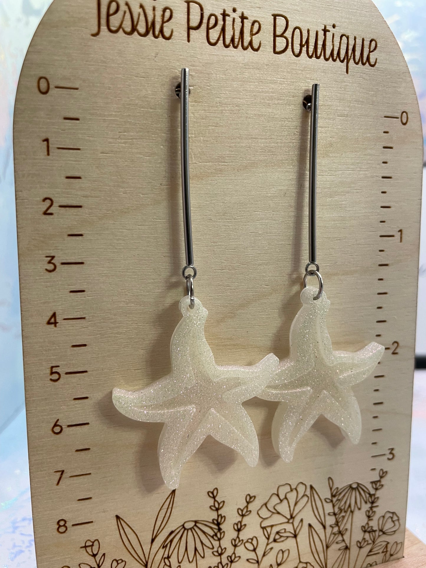 Sparkly White Starfish Earrings – NICKEL FREE