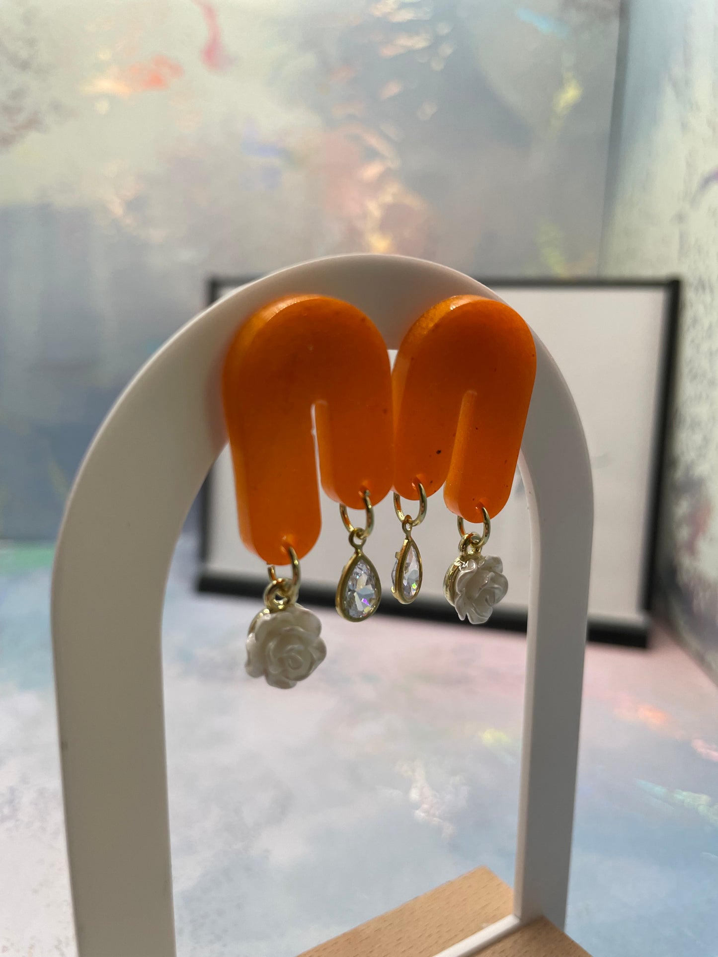 Audrey: Zircon+Rose Earrings