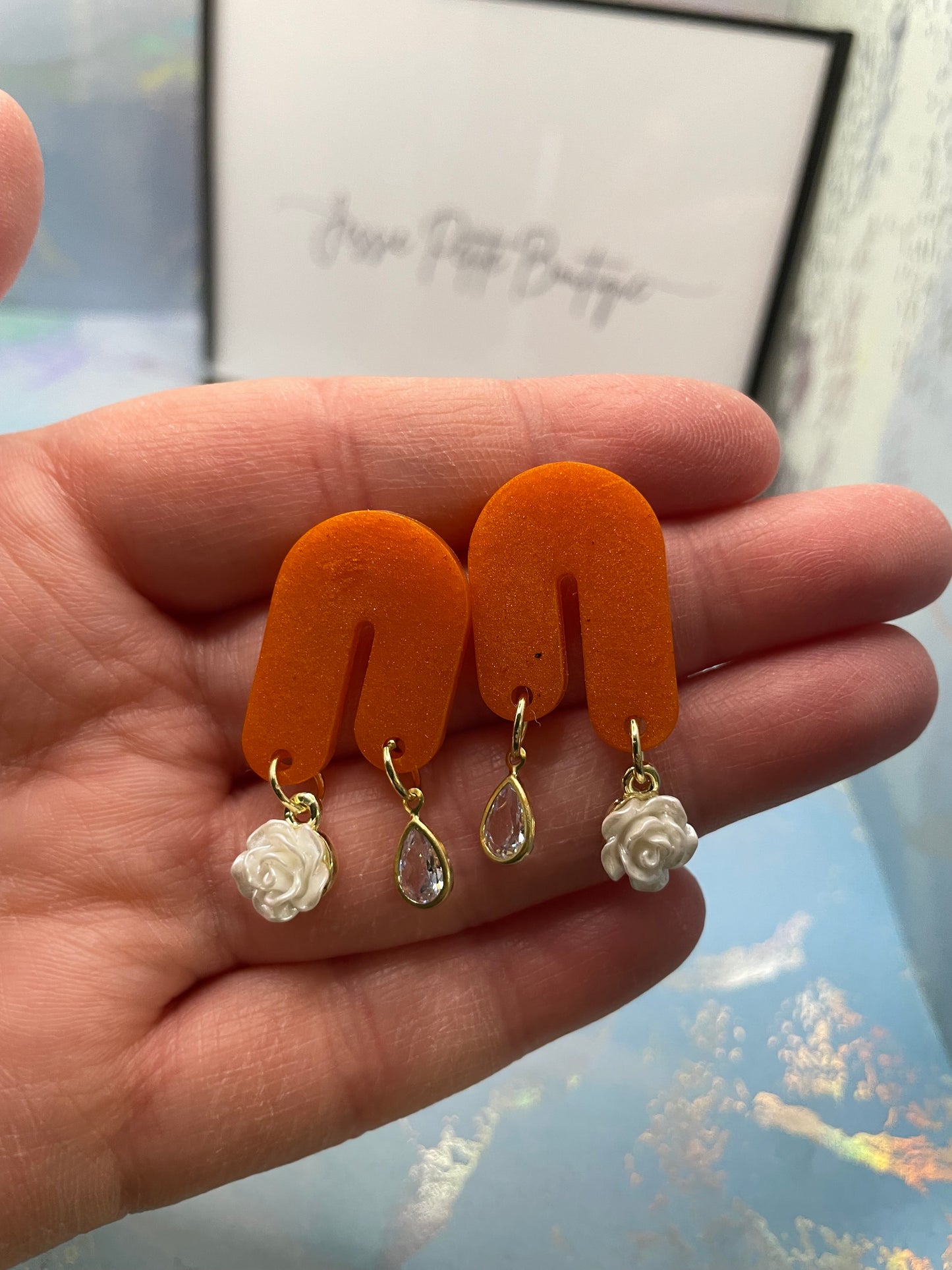 Audrey: Zircon+Rose Earrings