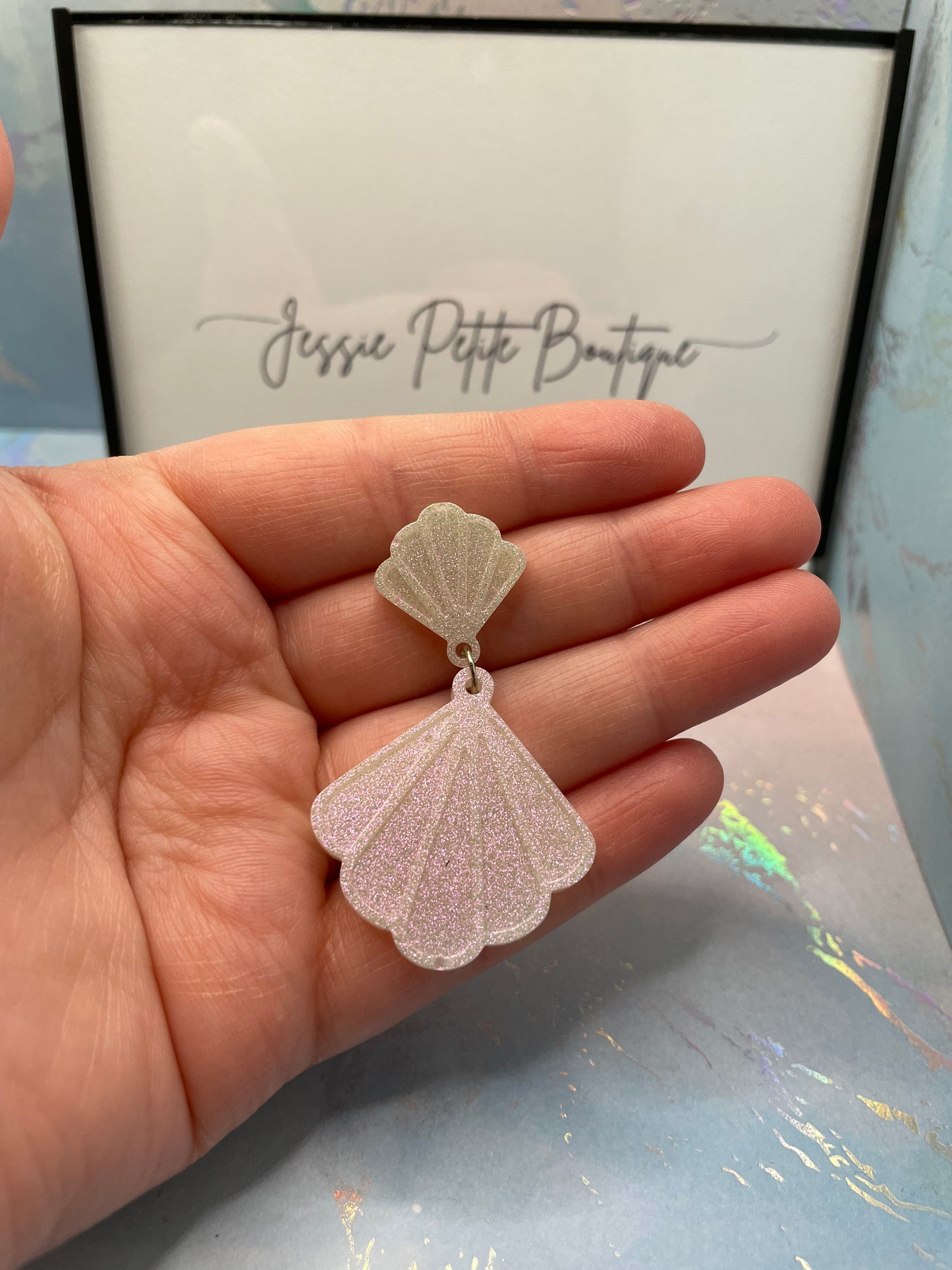 Kalita: Sparkly White Earrings HYPOALLERGENIC