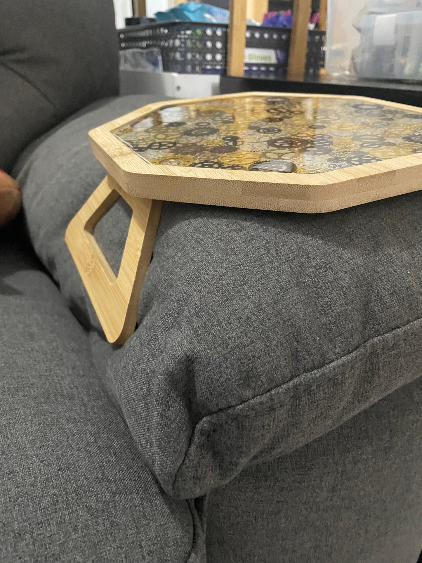 Bamboo Steampunk Sofa Tray