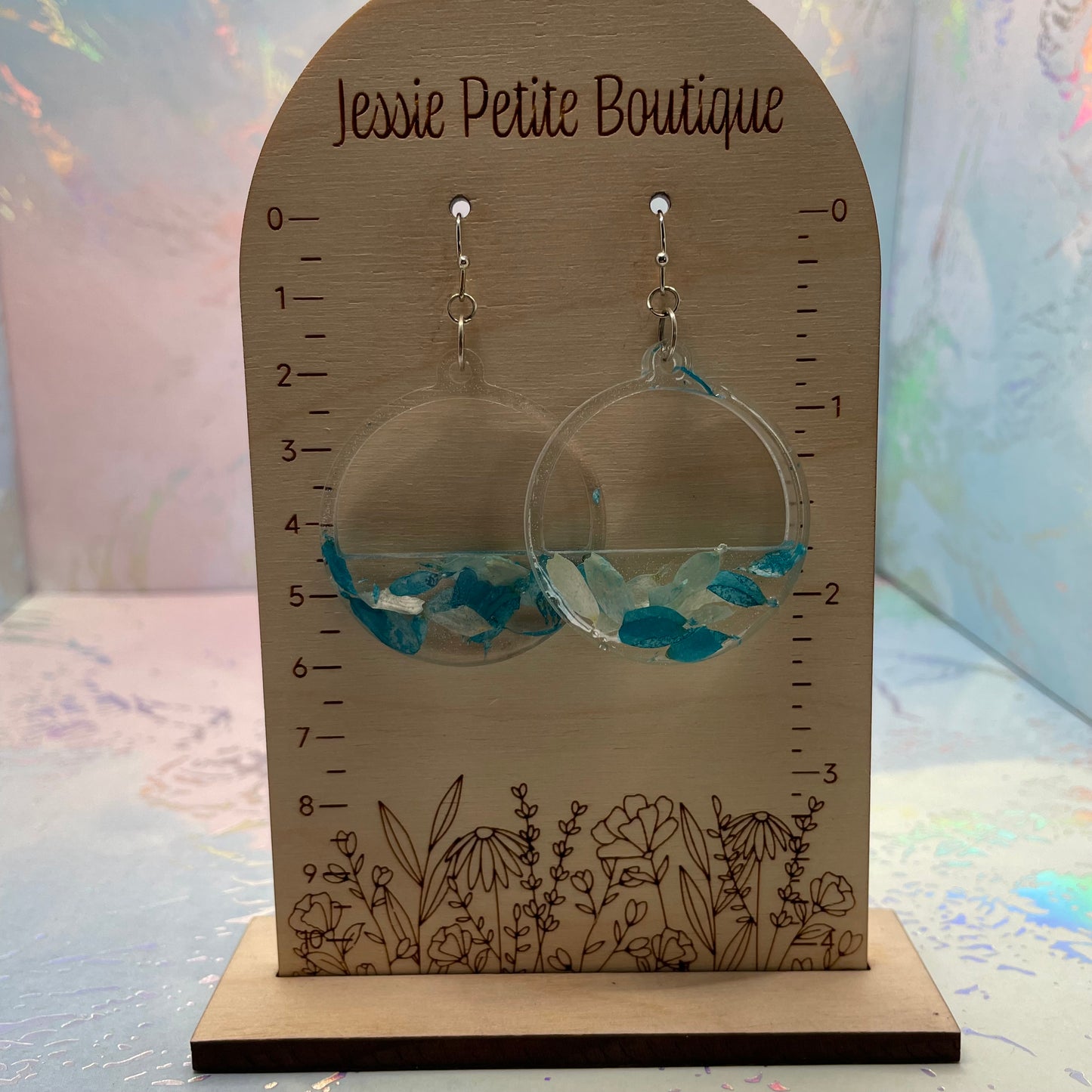 Horizon : Boucles d'oreilles pétales de fleurs bleues