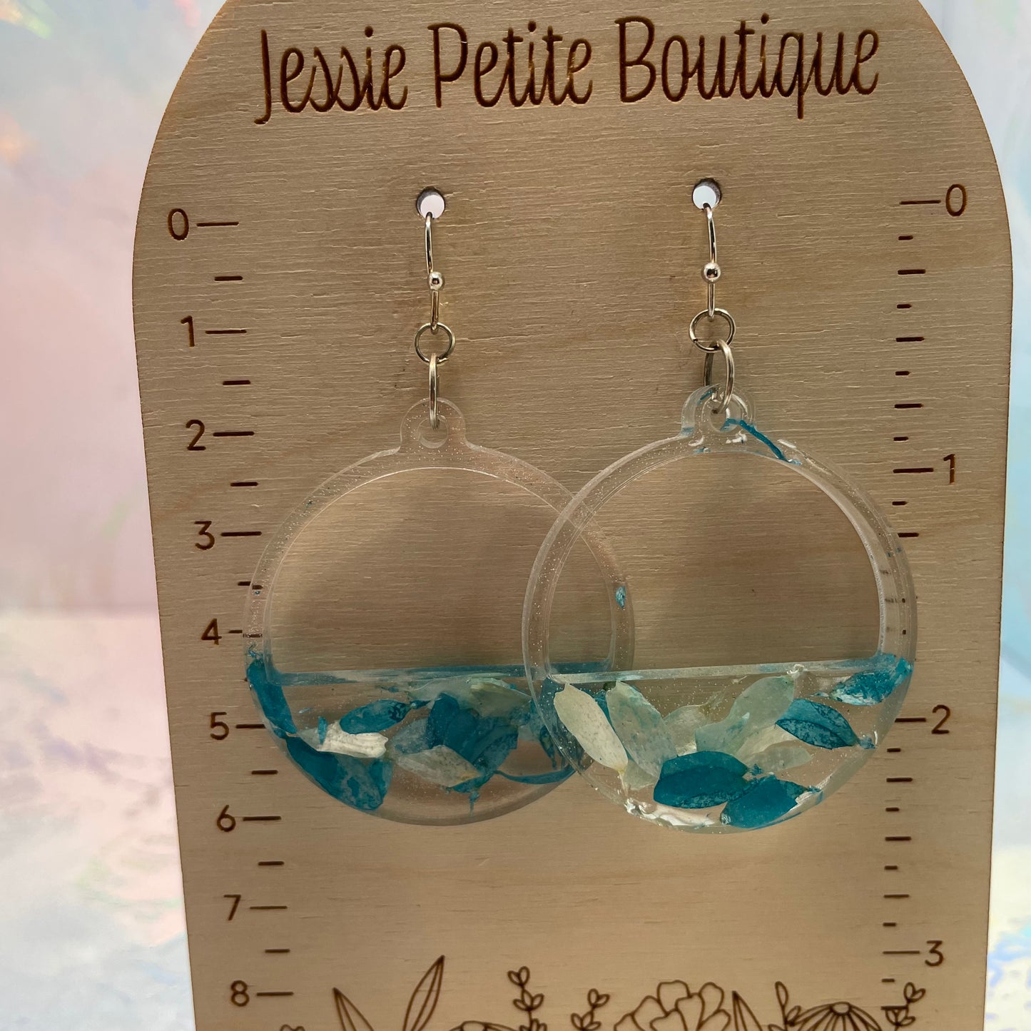 Horizon : Boucles d'oreilles pétales de fleurs bleues