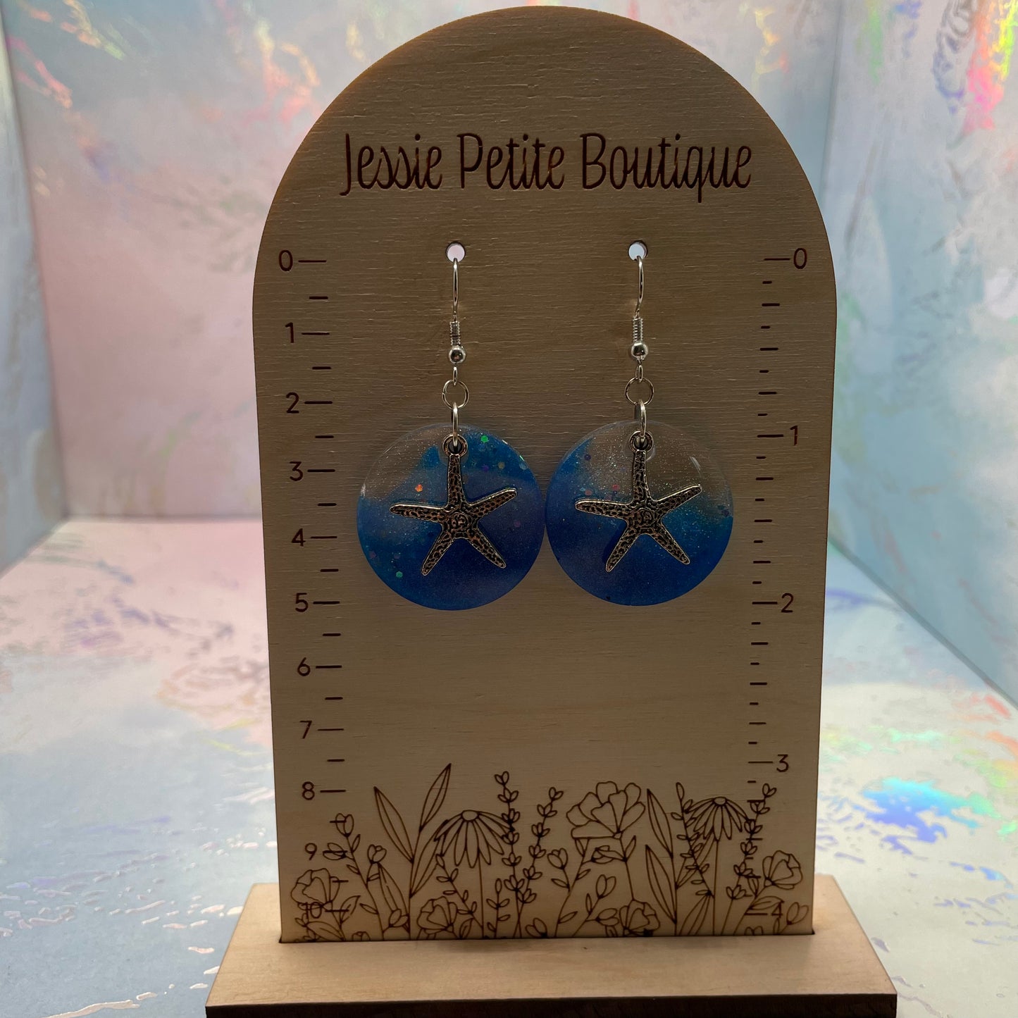 Starfish On Ocean Earrings