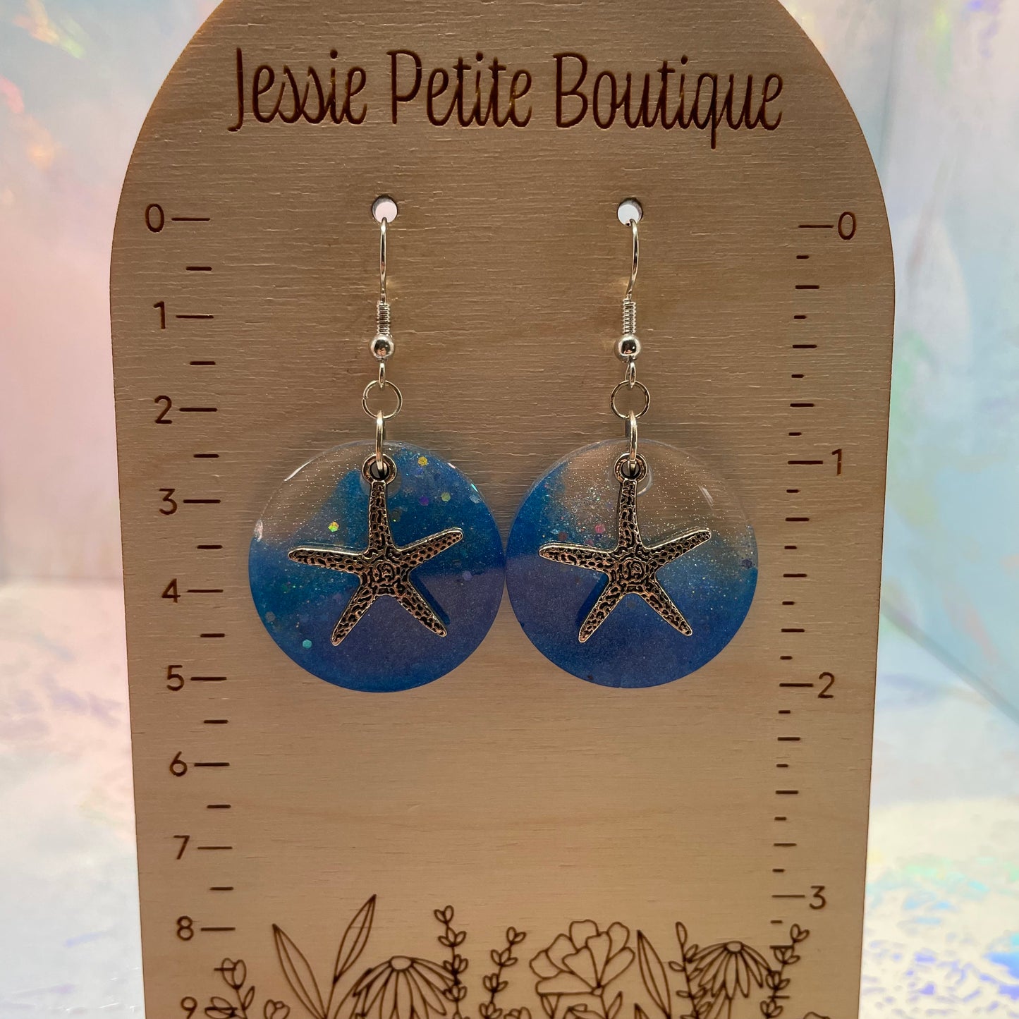 Starfish On Ocean Earrings