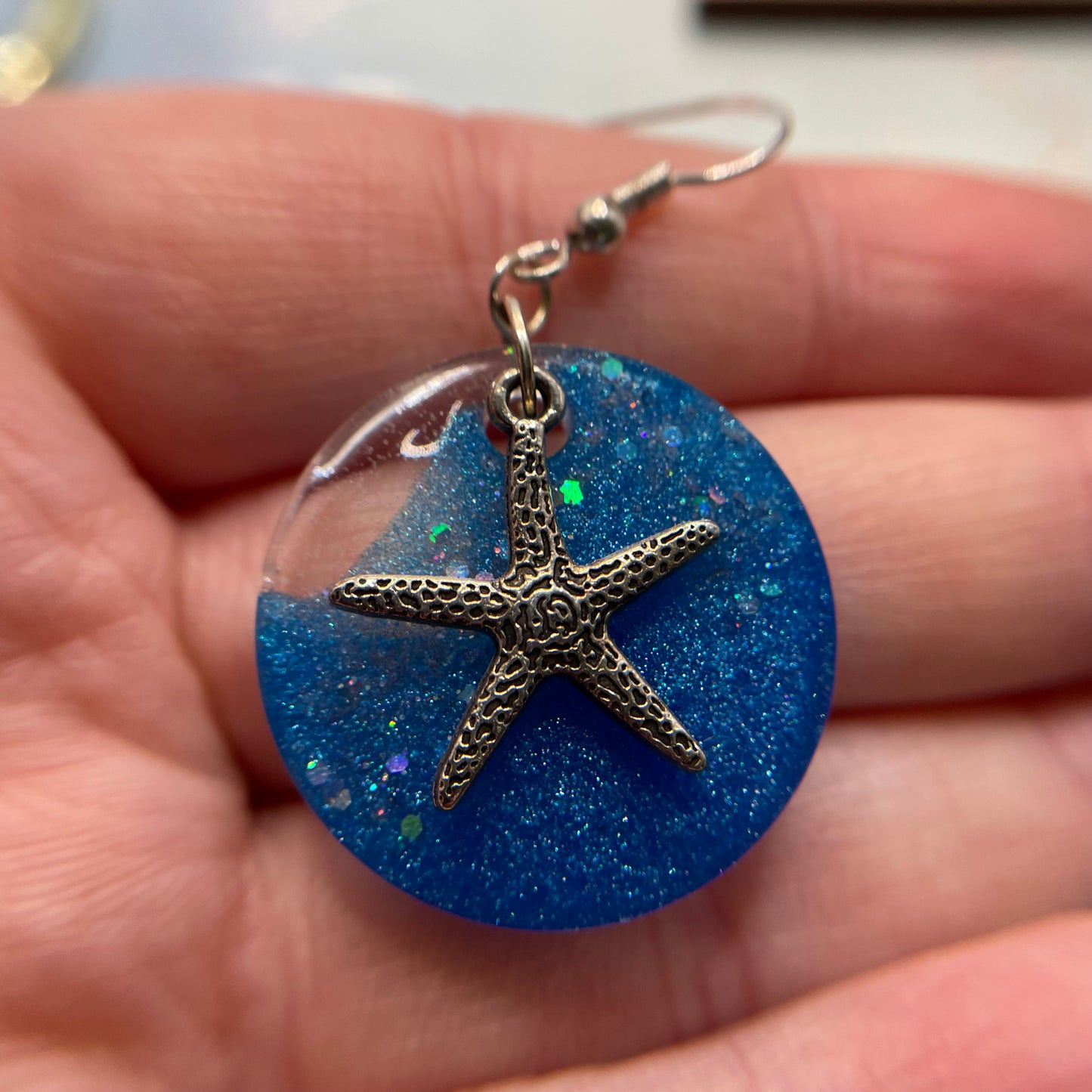Starfish On Ocean Earrings