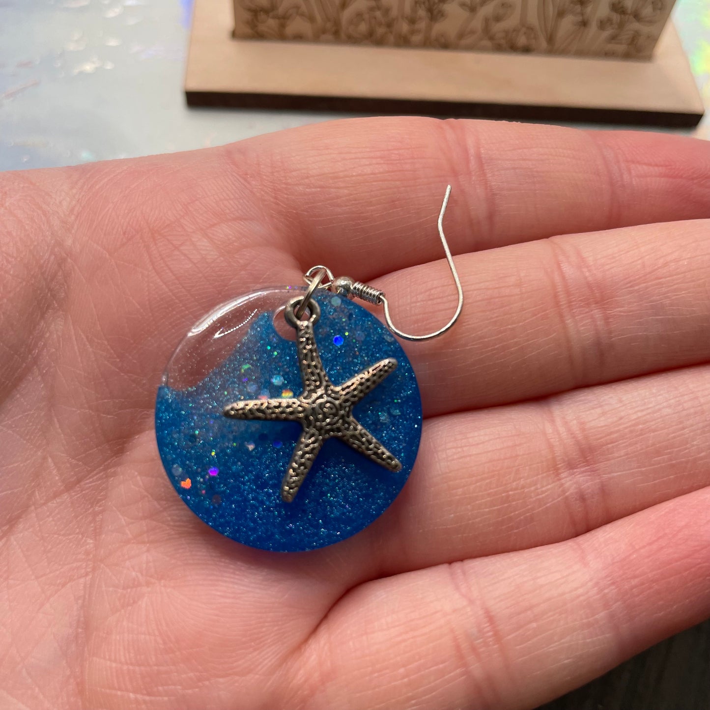 Starfish On Ocean Earrings