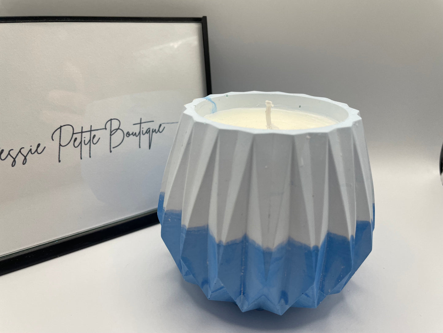 Bougie en Éco-Résine Bleue – Chandelle de Soya Parfum Citron Propre