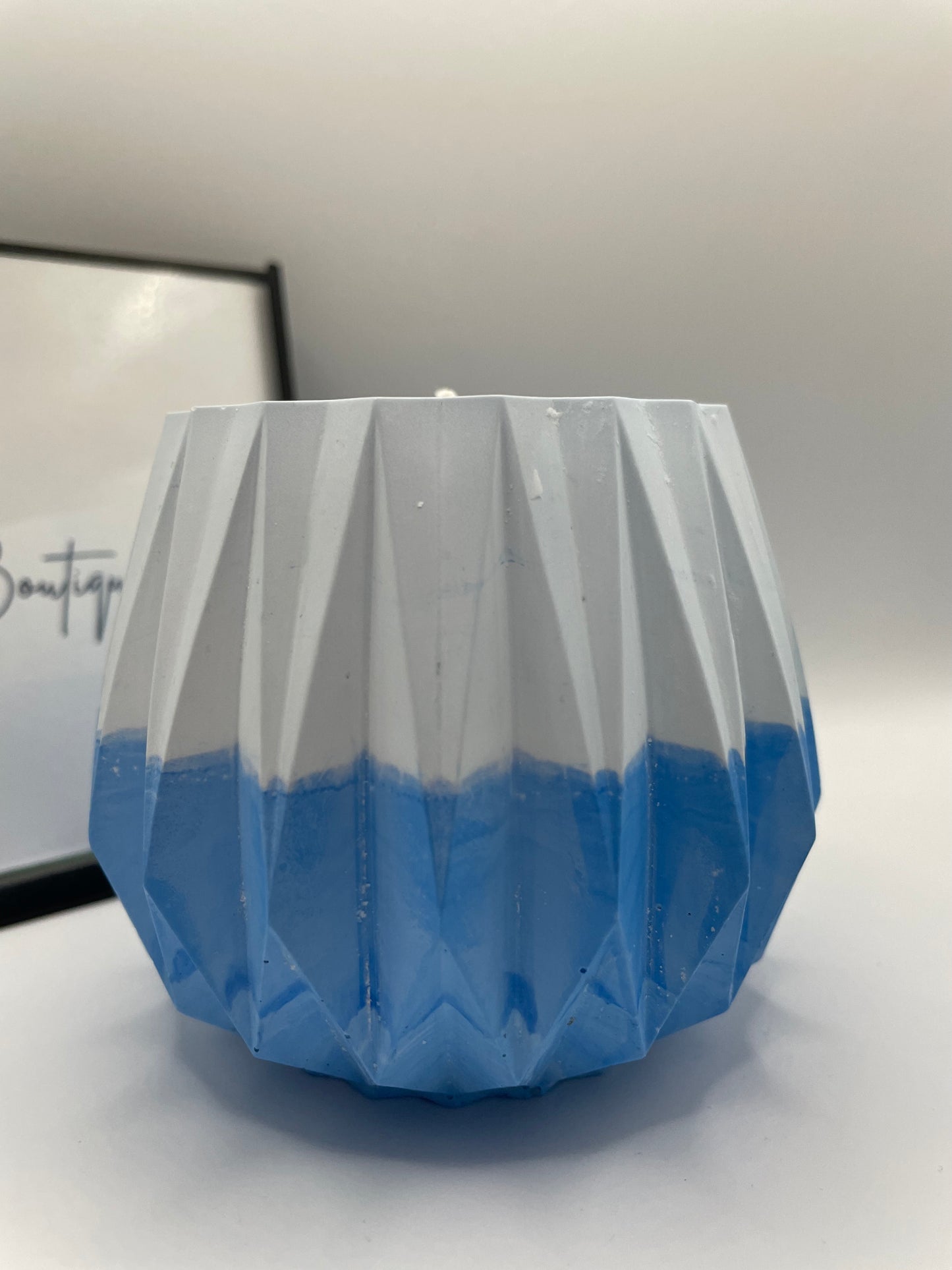 Bougie en Éco-Résine Bleue – Chandelle de Soya Parfum Citron Propre