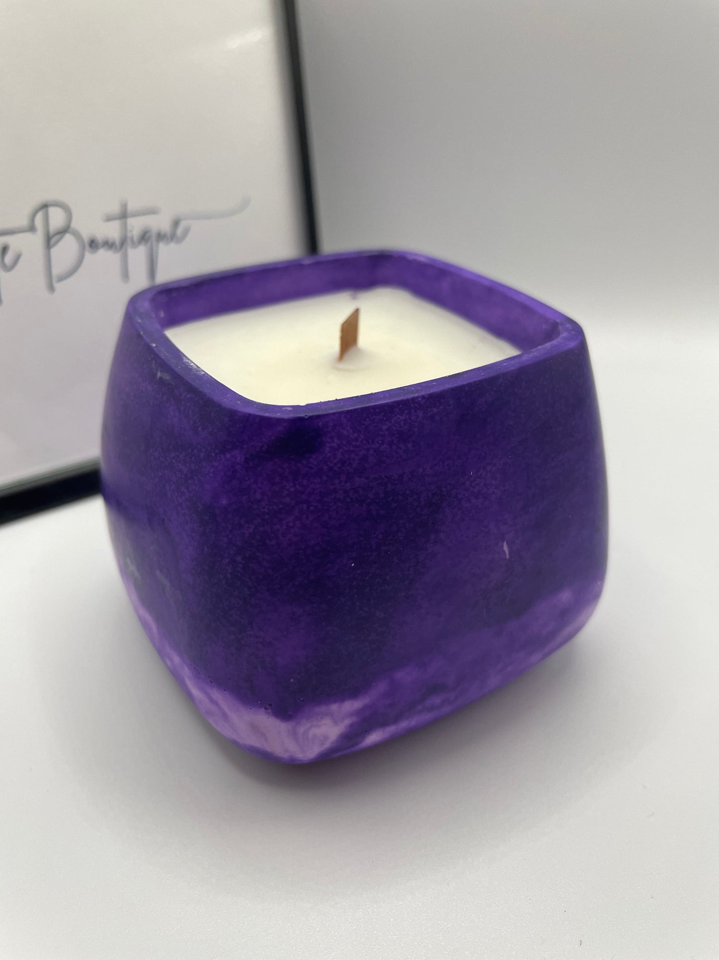 Purple Eco-Resin Candle  with Wood Wick — Sage Essential Oil Soy Candle
