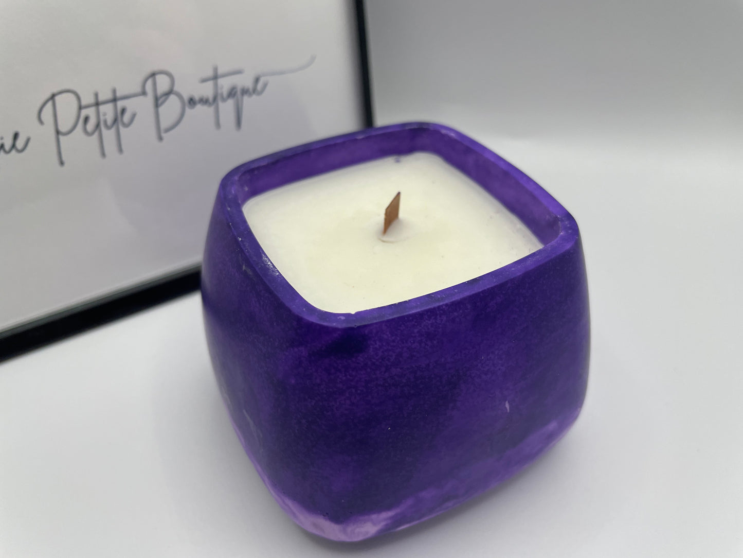 Purple Eco-Resin Candle  with Wood Wick — Sage Essential Oil Soy Candle