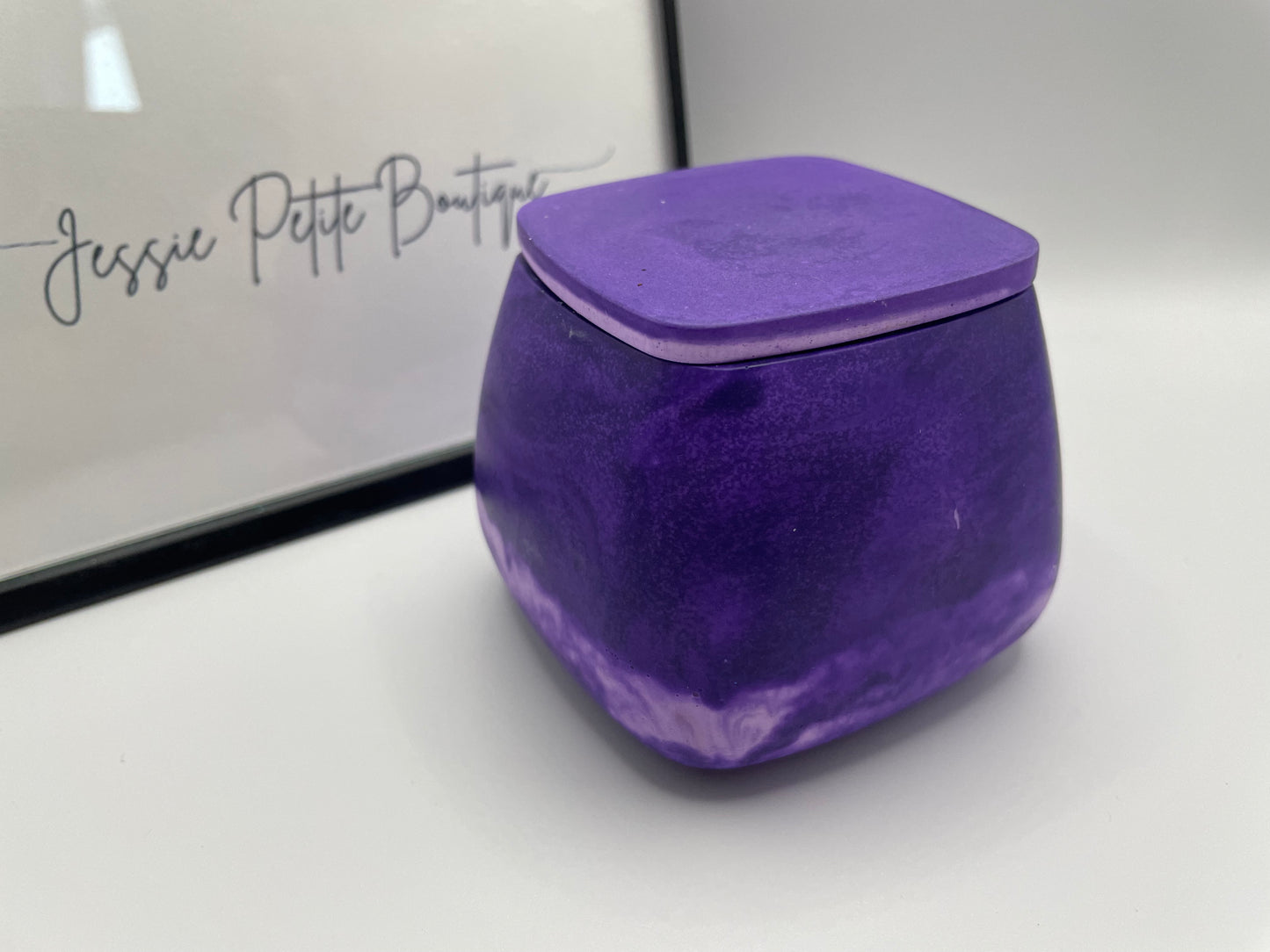 Purple Eco-Resin Candle  with Wood Wick — Sage Essential Oil Soy Candle