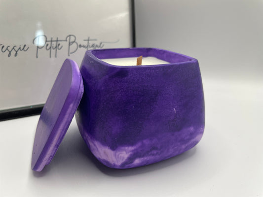 Purple Eco-Resin Candle  with Wood Wick — Sage Essential Oil Soy Candle