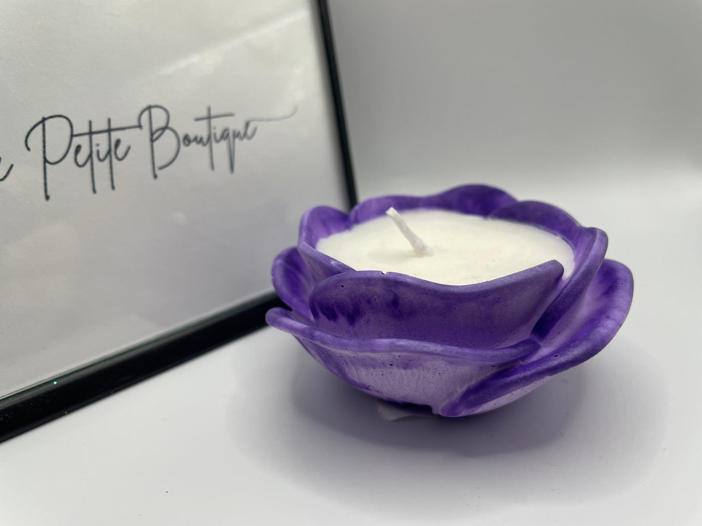 Purple Flower Soy Candle in Eco-Resin Container