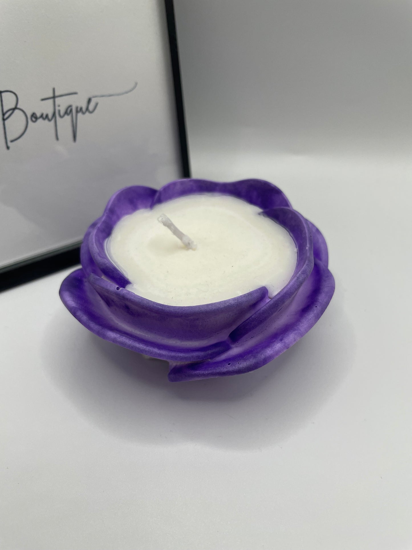 Purple Flower Soy Candle in Eco-Resin Container