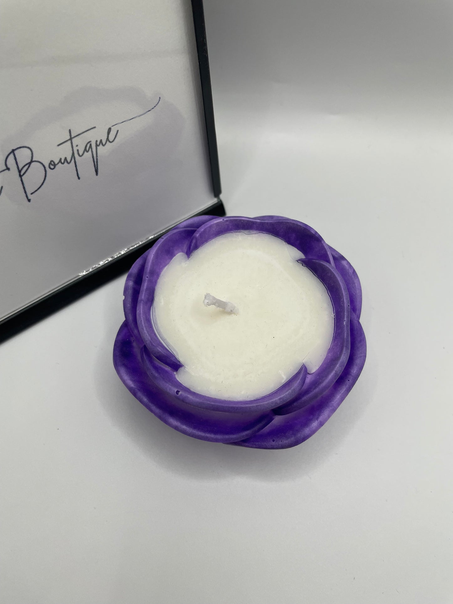Purple Flower Soy Candle in Eco-Resin Container