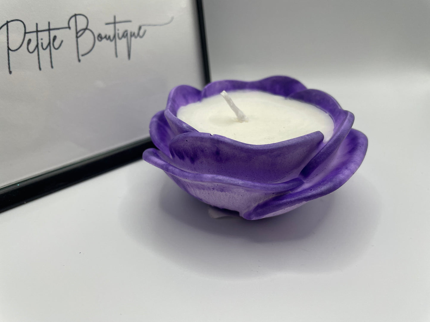 Purple Flower Soy Candle in Eco-Resin Container