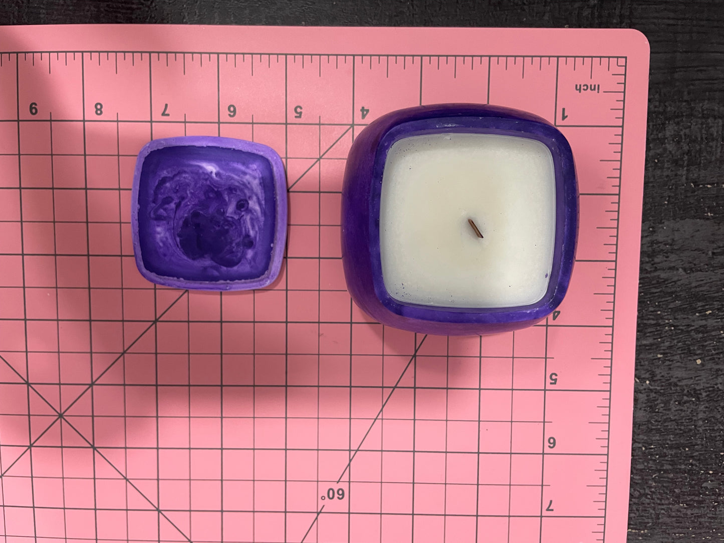 Purple Eco-Resin Candle  with Wood Wick — Sage Essential Oil Soy Candle