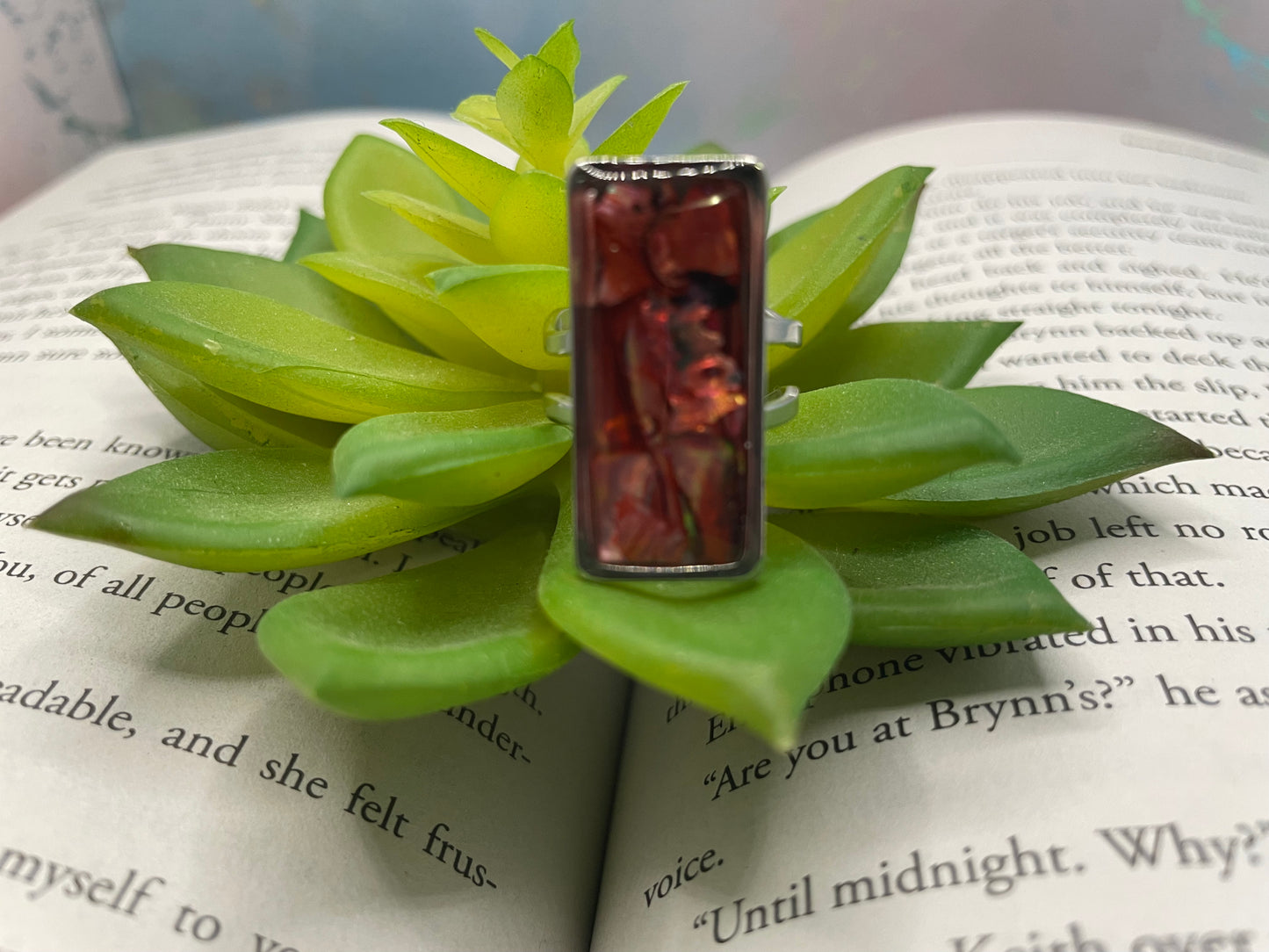 Rectangular Shell Rings – Silver Stainless Steel (Adjustable)