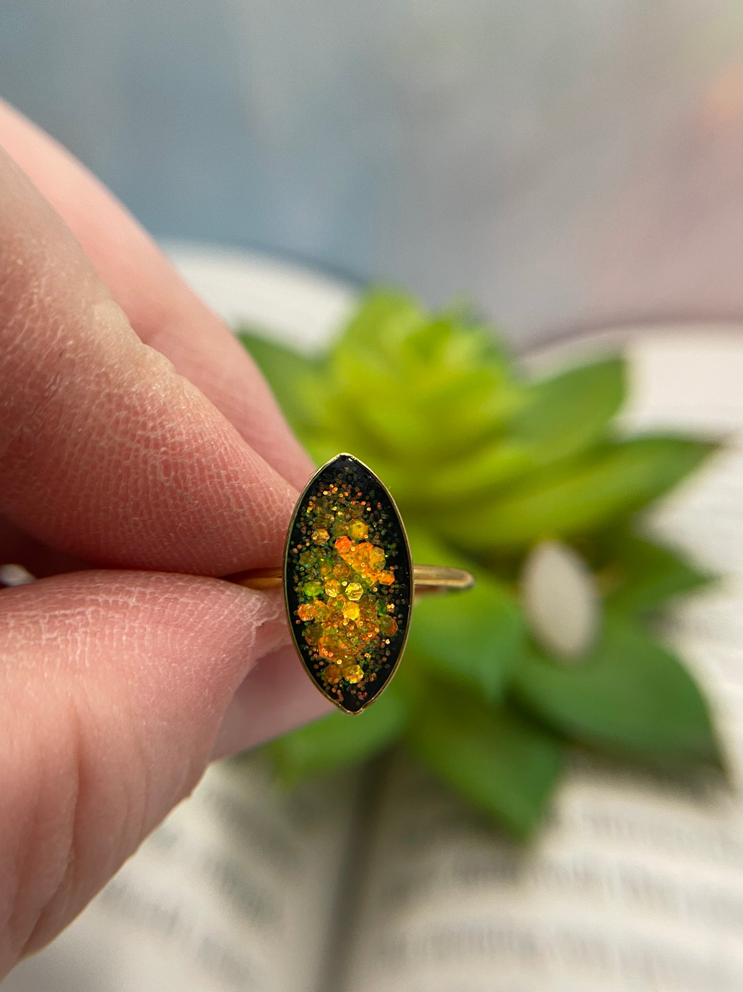 Adjustable Pointy Oval Stainless Steel Rings