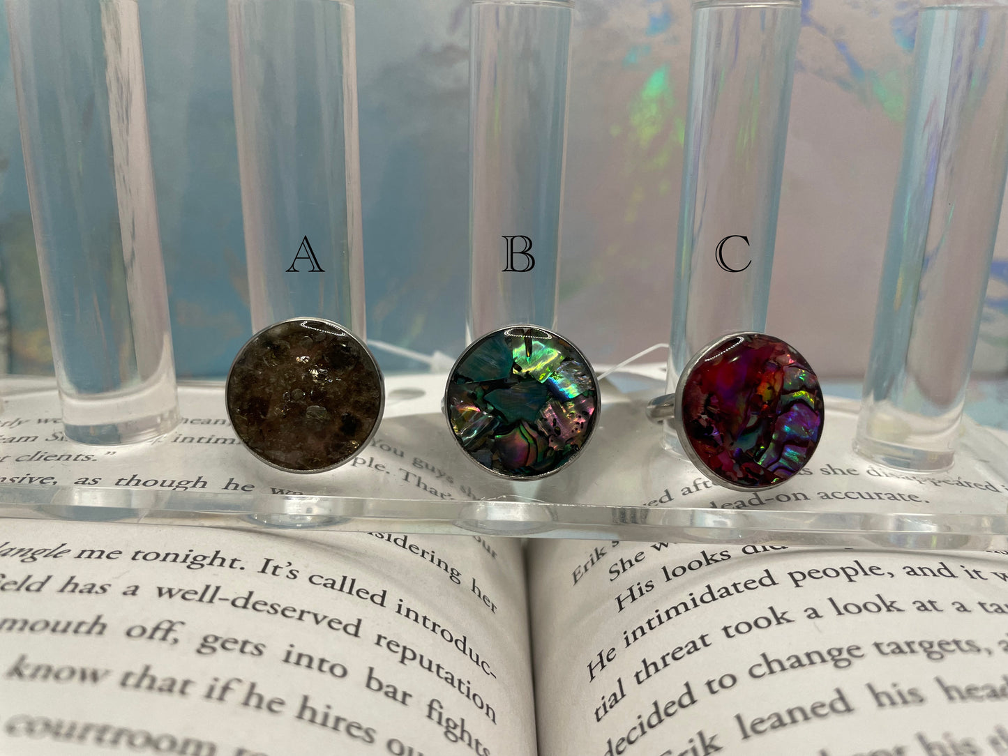 Shell Resin Ring – Stainless Steel (Adjustable)