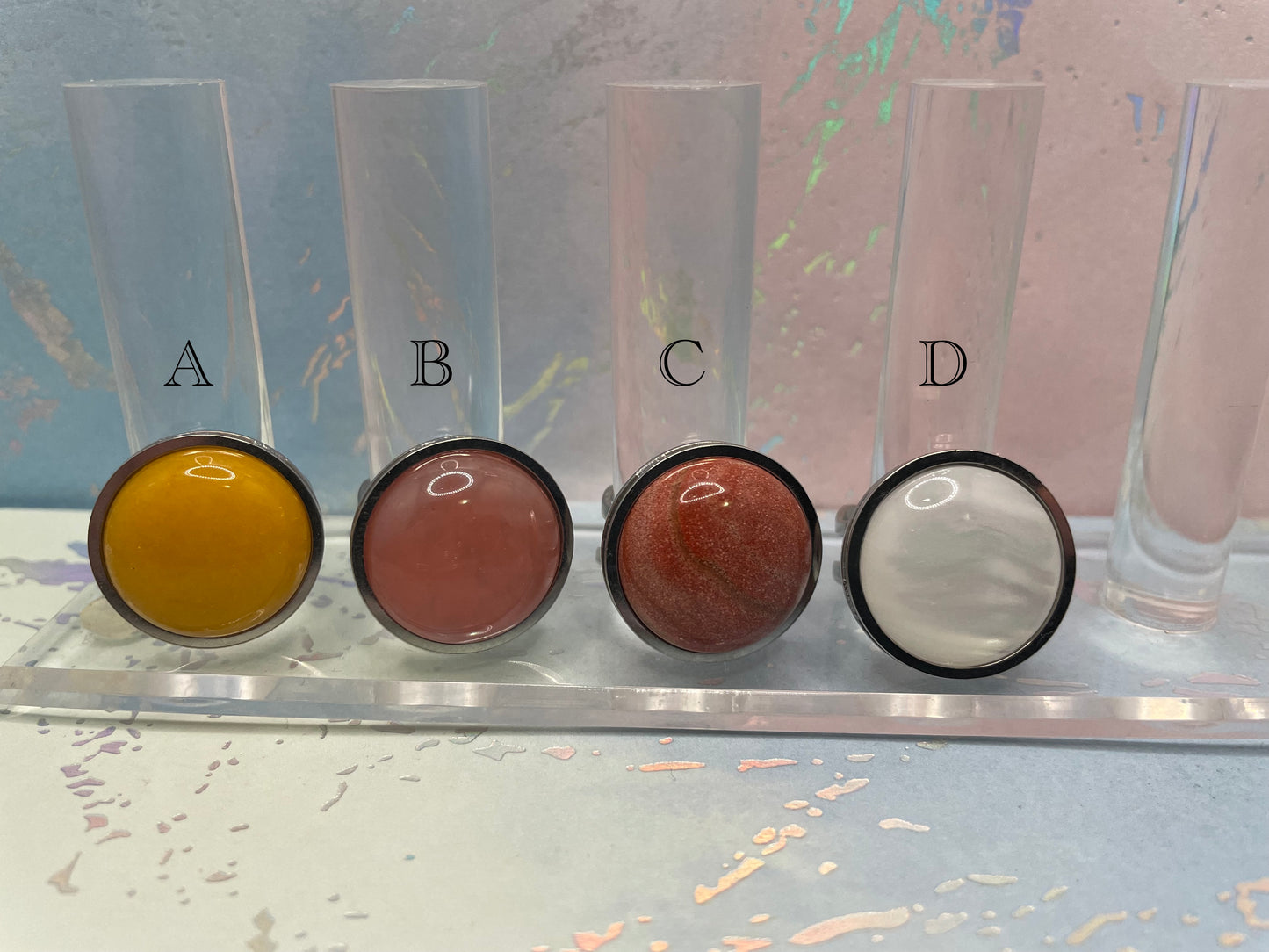 Bagues Ronde en Pierre Ajustable— Acier Inoxydable