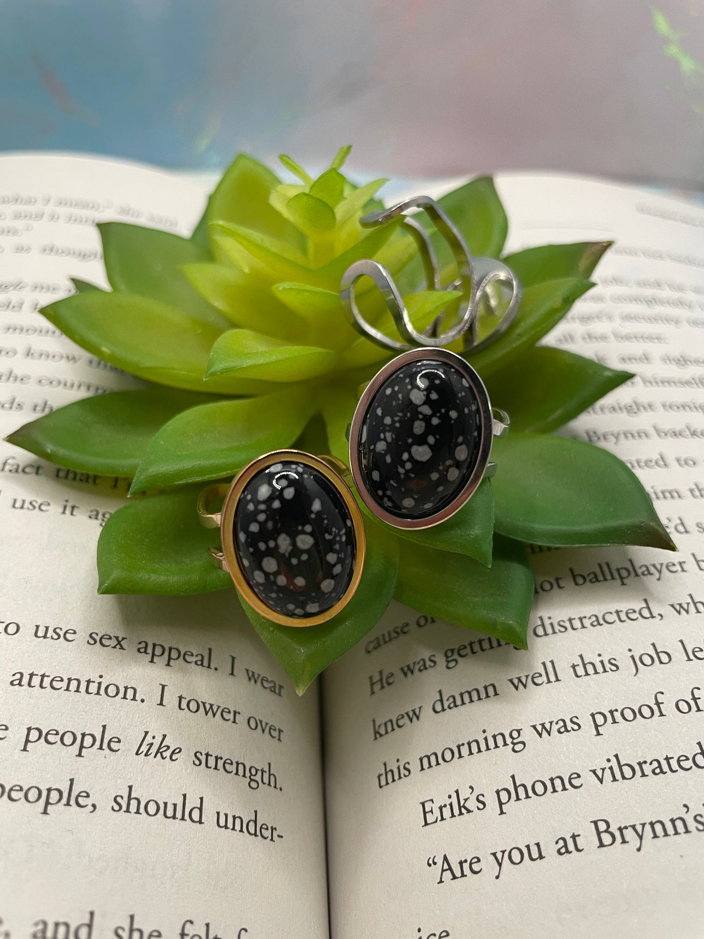 Bagues Ajustables à Pierre Ovale — Acier Inoxydable