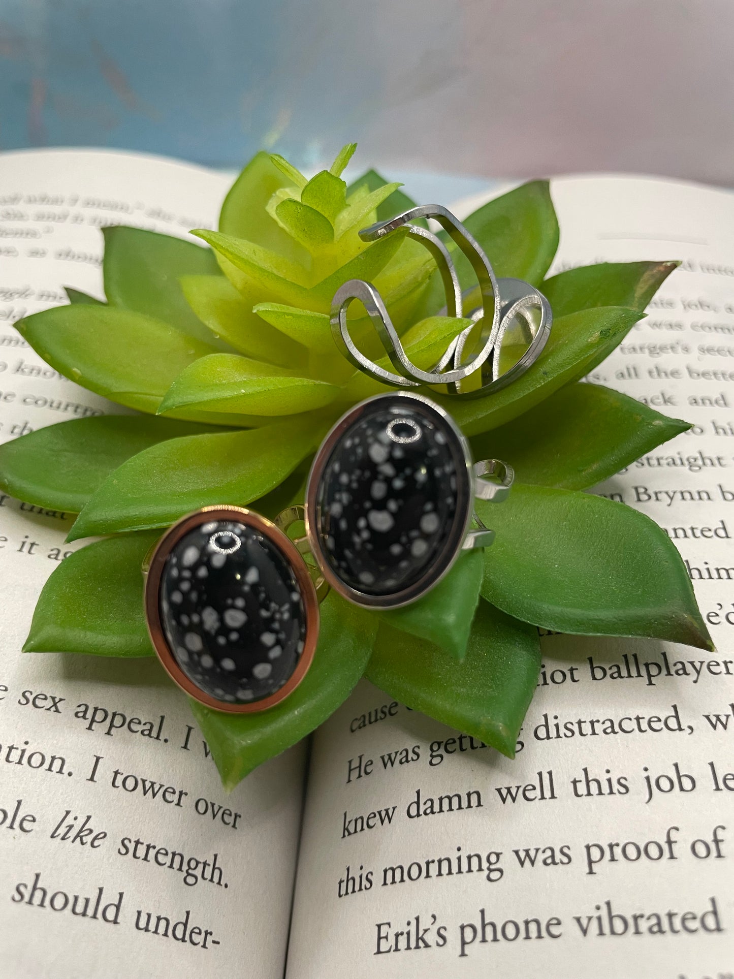 Bagues Ajustables à Pierre Ovale — Acier Inoxydable