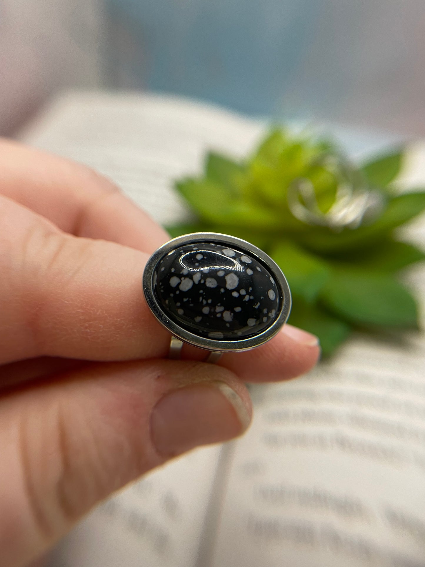 Bagues Ajustables à Pierre Ovale — Acier Inoxydable